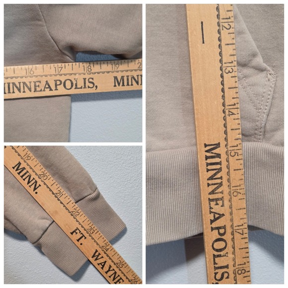 Brandy Melville Tan Cropped Zip Up Hoodie Crystal Sweatshirt Women S Earthy Cozy - Picture 4 of 7